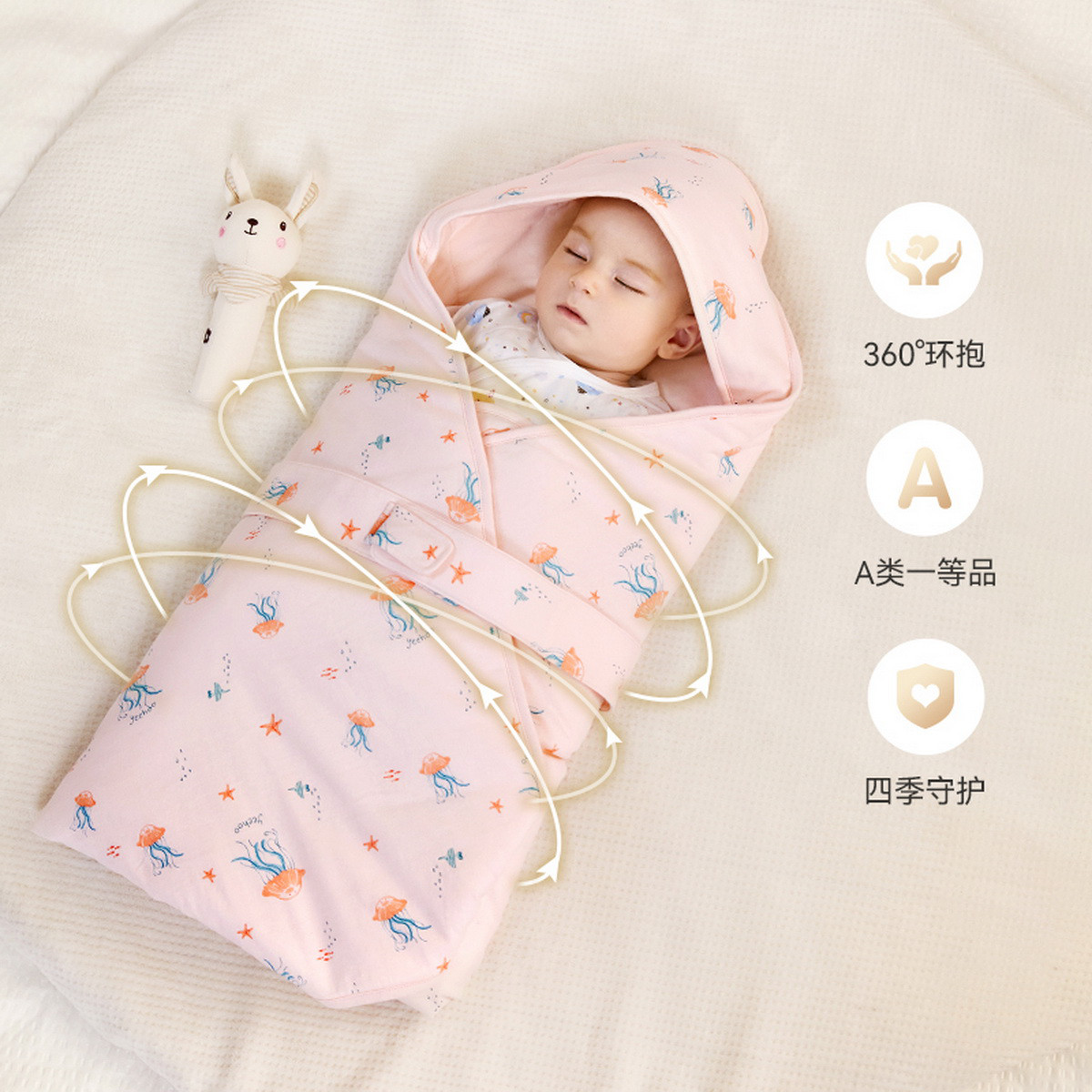 【新生儿盖被】婴儿抱被初生宝宝襁褓纯棉 85*85CM
